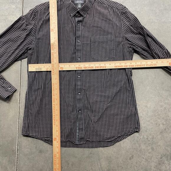 Kenneth Cole Reaction Shirt Mens XL Black Gray Gingham Button Down Long Sleeve - Picture 2 of 4